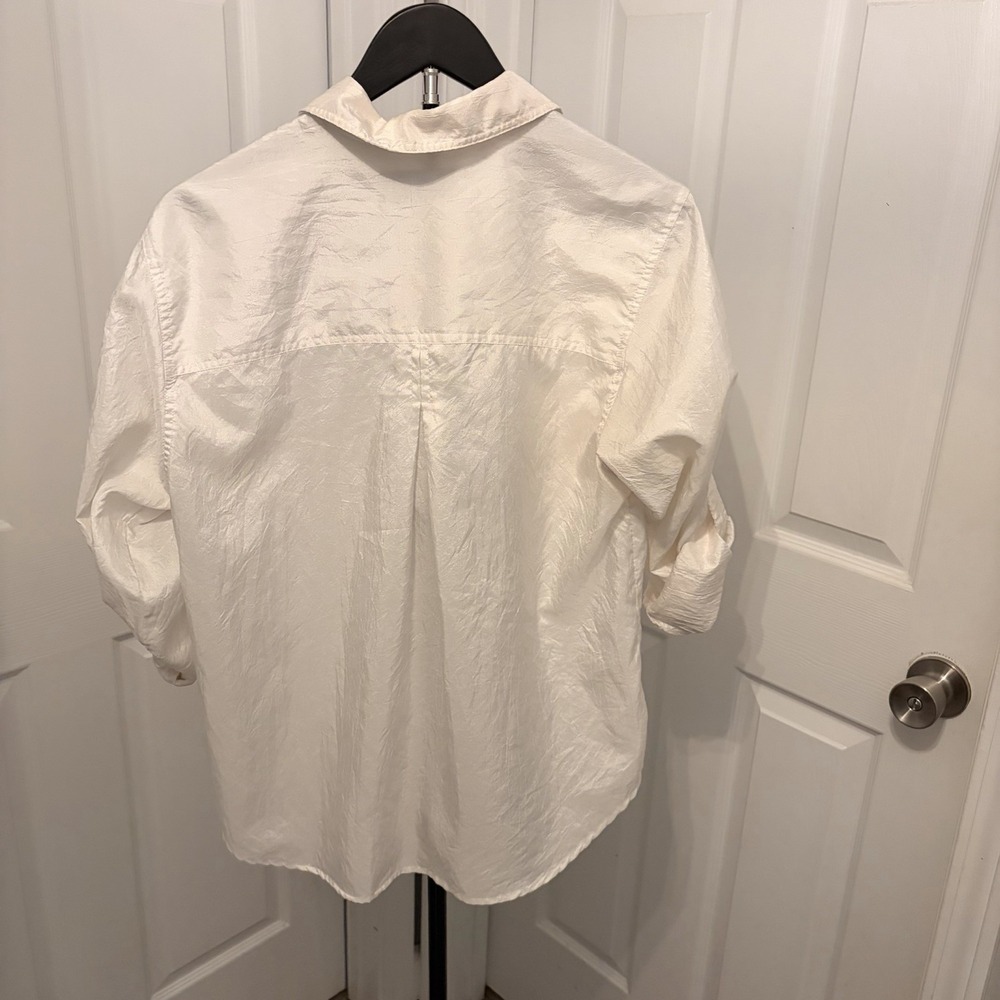 Karen Scott Vintage Off-White Crinkle Utility Safari 8 Quiet luxury Indie sleaze - Picture 6 of 10